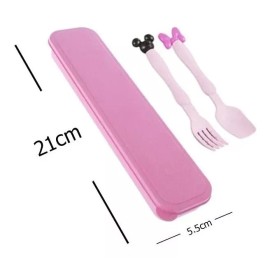 Cubiertos Para Lunch Portatil Cubierto Portátil Ecológico Diseño Micky Minni Fibra Trigo
