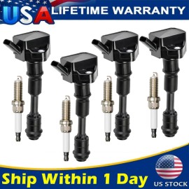 CNPAPC 4 Pack Ignition Coil + Spark Plug For Volvo S60 S90 V90 V60 XC70 XC60 2.0L UF756