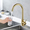 Kohonby Single Handle High Arc Brushed Gold Kitchen Faucet Stainless