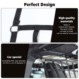 Car Rear Seat Divider Net Mesh Trunk Organizer Isolation Cargo Net Pet Car Barrier for Jeep Wrangler JK JKU JL JLU & Gladiator JT 2007-2022