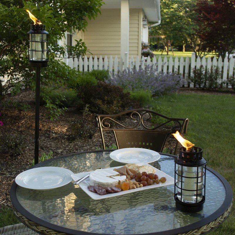 TIKI Outdoor Glass Lantern Torch – Weather-Resistant Decorative Torch for