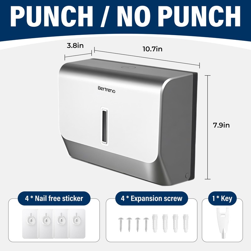 Bertreno Commercial Paper Towel Dispenser Wall Mounted C-fold Hand Towel