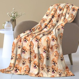 Prassia Cuddly Blanket, Fluffy Fleece Blanket, Flannel Blanket, Warm Winter Soft Sofa Blanket, Couch Blanket, Blanket with Dogs on Sofa Throw Blanket, Cuddly Blanket for Dogs (150 cm x 130 cm)