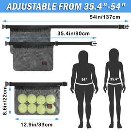 NVAAV 1 Pack Tennis Ball Band Holder, Pickleball Waist Pouch Bag with Adjustable Belt, Mesh Waist Hip Ball Bag Storage Pouch Carrier, Fanny Pack Holding 8-10 Balls for Tennis, Pickleball, Golf