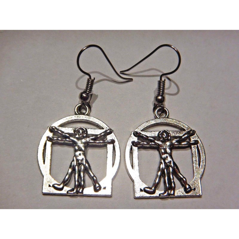 Leonardo DaVinci's Vitruvian Man Hypoallergenic Earrings on French Hooks Renaissance