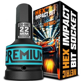 Aiourx 1 Inch Drive H22 (22 mm) Hex Impact Socket, Metric Allen Bit Socket, Cr-Mo Steel, for Car Maintenance