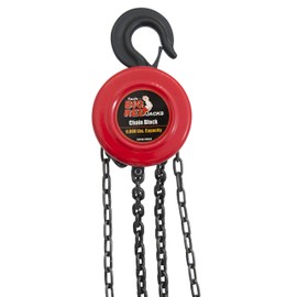 BIG RED TR9030 Torin Manual Hand Lift Steel Chain Block Hoist with 2 Hooks, 3 Ton (6,000 lb) Capacity, Red