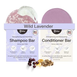 The Earthling Co. Shampoo & Conditioner Bar Set - Promote Hair Growth, Strengthen & Volumize All Hair Types - Paraben & Sulfate Free Formula with Natural Ingredients for Dry Hair (Wild Lavender)