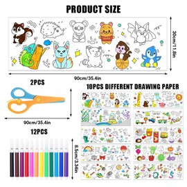 Rebanky 10 Rolls Drawing Roll for Children, 30 cm x 90 cm, Graffiti Roll for Colouring, Cuttable Drawing Roll, Children for Colouring, Painting Tablecloth for Children, Paper Roll, Painting Roll with