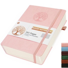 Dzhzal Tree Pattern Lined Notebook A5 365 Pages College Ruling 100gsm Thick Notebooks for Writing, Hardcover Leather Diary for Women and Men for Work, Business, School