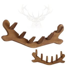 zQSFP Wall-Mounted Coat Rack with 5 Retractable Wooden Pegs – Modern Natural Wood Hook Organizer for Entryway, Hallway, or Bathroom Space-Saving (Brown)