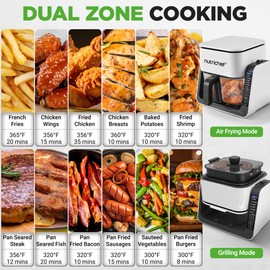 NutriChef 4 QT Air Fryer & Grill | 8-1 Preset Cook Modes | Transparent Fry Bowl for Best Cooking Results | Cook Shrimp, Steak, Fries, Wings & More | 4 QT Glass Air Fryer & 1.2 QT Grill | White