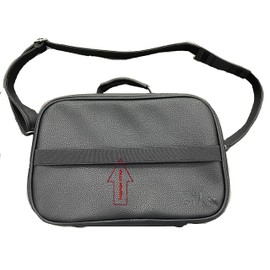 Tallit and Tefillin Faux Leather Prayer Travel Tote Bag Rain Proof Carry Handle And shoulder strap (Black and Black Embroidery, Large 12.5X8.5X5.25 inches)