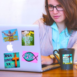 Jesus Bible Verse Stickers, Christian Scripture Stickers, 85PCS Inspiring Religious Faith Sticker Gifts for Kids Teens Adults