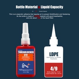 ESKONKE Thread Locker Orange 272 - Permanent Threadlocker Metal Glue for Nuts, Bolts, Fasteners High Strength Screw Glue to Prevent Loosening & Corrosion 1.69 Oz/50 ml
