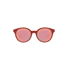 Emporio Armani Girls' EK4185 Round Sunglasses, Shiny Red/Polarized Mirrored Rose Gold, 47 mm