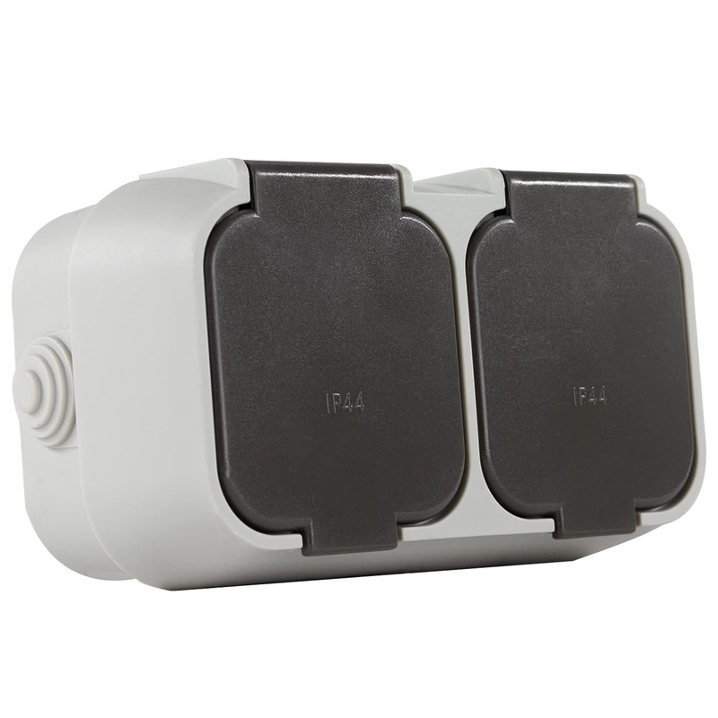 REV Ritter 0510226777 Standard Double G Socket IP44 Grey