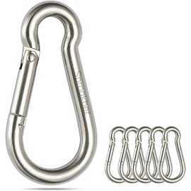 sprookber Carabiner Clips - 304 Stainless Steel Spring Snap Hook for Hiking, Camping and Outdoor Activities, Pack of 6