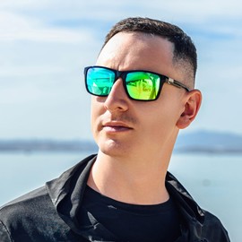 Polarized Sunglasses Men Women, Sport Sunglasses Men Black, Retro TR90 Ultralight Frame, UV400 HD Golf/Driving/Fishing/Travel Glasses/Outdoor Sports Fashion