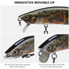 BASSROCK Minnow Swimbait Bass Trout Fishing Lure with Movable Lip Hard Bait 3.5” 1/2oz
