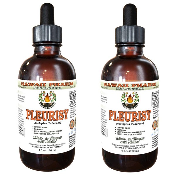 HawaiiPharm Pleurisy Root Alcohol-Free Liquid Extract, Pleurisy Root (Asclepius tuberosa) Dried Root Glycerite 2x4 oz