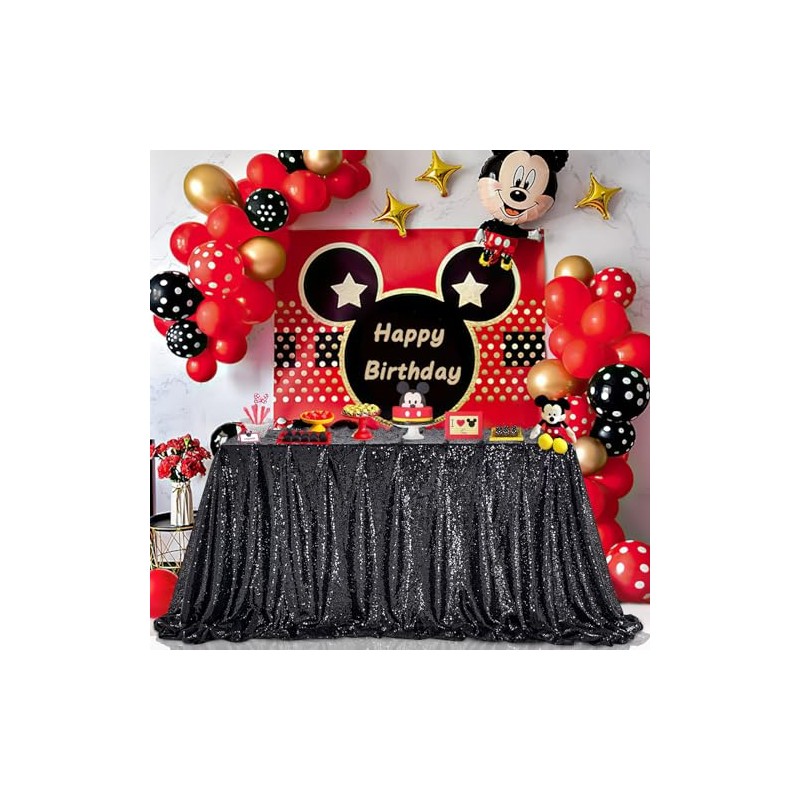 QueenDream - Mantel de Lentejuelas Negras de 60 x 102