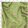 Soimoi Green Viscose Chiffon Fabric Footprints & Mouse Kids Fabric