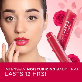 FACESCANADA Rose Lip Balm with SPF 15 | 12H Moisture Lock Tinted Lip Care with Shea Butter, Vitamin C & E | Hydrates, Softens & Protects | Sheer Pink Tint | Non-Sticky Daily Use | 0.16 Oz (4.5g)