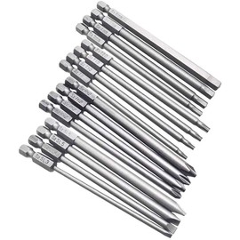 Bestgle 16pcs 1/4" Hex Shank (100mm/ 4 Inch) Long Magnetic Screwdriver Bits Set, Hex Head Allen Wrench, Torx Security, Cross Phillips & Flat Head Slotted Tip Bit