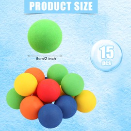 PEUTIER Pack of 15 Knee Hockey Balls, Hockey Balls, Mini Hockey Balls for Children, Indoor Hockey, Floor Balls, Colourful Soft Foam Balls, Sport, Multiple Colours, for Mini Racket Nets Party, 5 cm