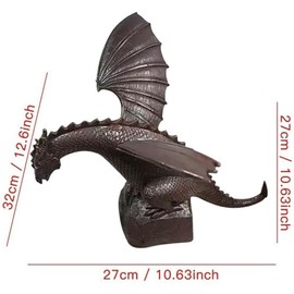 KENANLAN Dragon Fountain Statue, Resin Dragon Craft Decoration, Outdoor Water Feature for Garden, Yard, Lawn, 35X30X23M (Black)