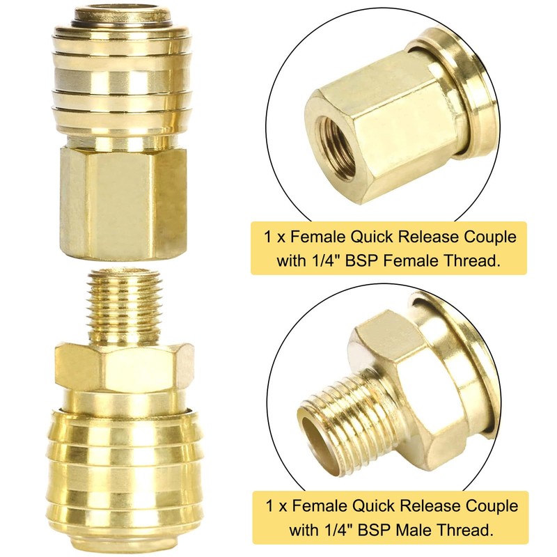 Mikqky Pack of 10 Euro Compressed Air Coupling, 1/4 Inch
