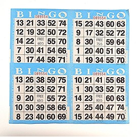 4 on Blue Bingo Paper Cards - 750 sheets - 3000 cards