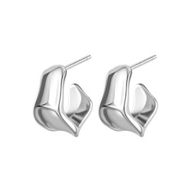 GUYATAN Chunky Gold Hoop Earrings for Women, 14K Gold/Silver Plated Statement Geometric Drop Dangle Earrings Trendy Knot Stud Hypoallergenic Fashionable Gift for Women (Silver)