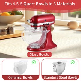 Ruioaw Updated Pouring Shield for KitchenAid 4.5-5 Quart Tilt-Head Stand Mixers, Stand Mixer Splash Guard Fits Stainless Steel, Glass, Ceramic Bowls