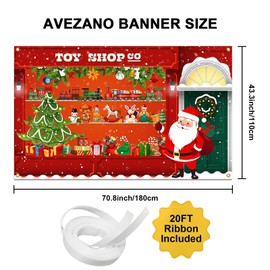Avezano Christmas Photography Backdrop Banner Santa's Toy Shop Background Toy Store Santa Workshop Party Decoration Xmas Party Holiday Party Supplies 70.8x43.3