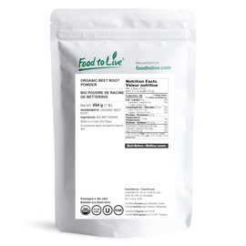 Food to Live Organic Beet Root Powder, 1 Pounds — Non-GMO, Raw, Kosher, 100% Pure, Vegan Superfood, Bulk, Rich in Iron and Fiber, Great for Juices, Drinks, and Smoothies