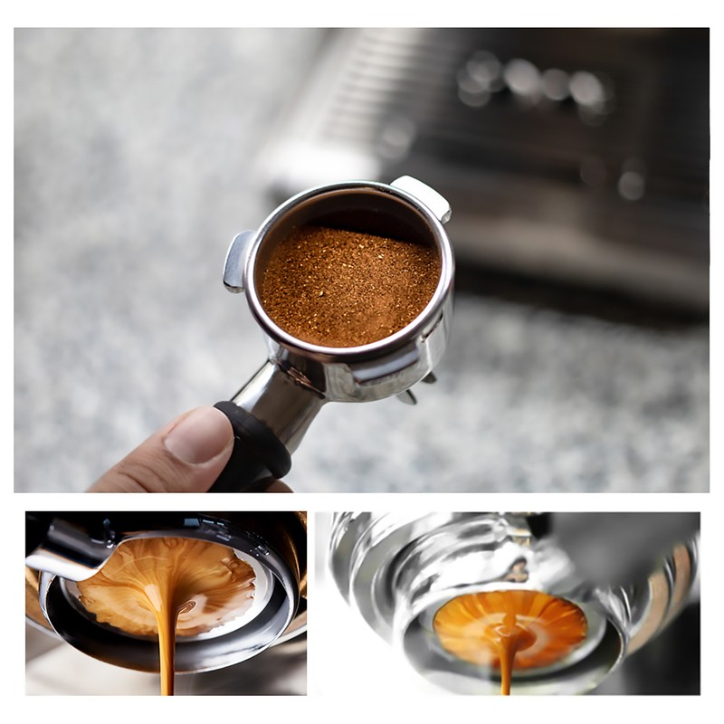 58mm 3 Ears Stainless Steel Bottomless Naked Portafilter Wooden Coffee