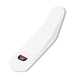 sawrain Universal White Dirt Bike Seat Cover, 6 Ribs Motorcycle Enduro Soft Dirt Pit Bike Seat Covers (White)