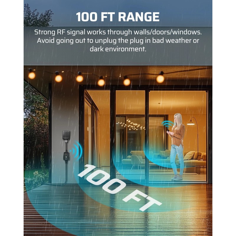 DEWENWILS Outdoor Remote Control Outlet, 125V 15A Wireless Remote Control