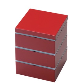 若泉 Lacquerware 3 Dual Column, Well, 3.5 Dimension Yamato Vermillion Coating Washer in Lid with 3 H – 156 – 20 