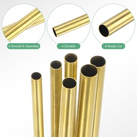 M METERXITY 300mm Brass Round Tube, 4mm 4.5mm 5mm 5.5mm 6mm 6.5mm OD 0.2mm Wall Thick Brass Seamless Straight Pipe Tubing for Construction/Machining/DIY Crafting[Set of 6 Pack]