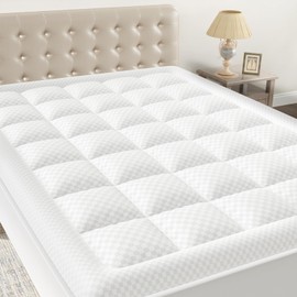 OLANLY King Quilted Fitted Mattress Pad - Cooling Soft Mattress Topper - Elastic Fitted Mattress Protector - Machine Washable Mattress Cover Stretches up to 21 Inches Deep (78x80 inch, White)