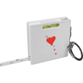 'Red Heart and Silver Arrow' Keyring Tape Measure/Spirit Level Tool (KM00034450)