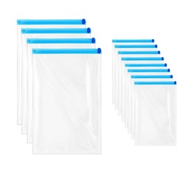 12 Pack Roll Up Compression Bags,Small Vacuum Storage Bag,Reusable Space Saver Bags, Waterproof Packing Bags for Travel & Home,No Pump Needed (50X70cm+35X50cm)