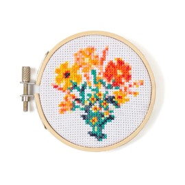 Kikkerland Mini Cross Stitch Embroidery Kit Flower