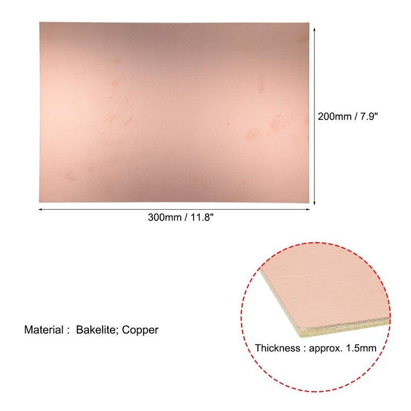 sourcing map One-sided copper-clad laminate circuit board, bakelite, 300 x