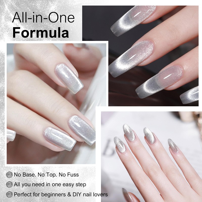5-in-1 Cat Eye Gel Nail Polish 15ml, No Base or