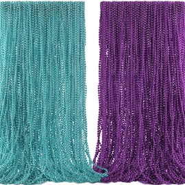 Ecally 288 Pcs Purple and Teal Beaded Necklaces, 33" Suicide Prevention Awareness Beads Necklaces Bulk for Suicide Prevention Awareness Day Inspirational Favor Charity Event