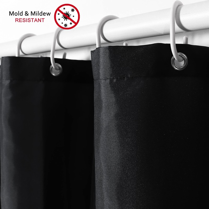 qtlines Black Shower Curtains for Bathroom, 180 x 180 cm,